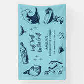 Laatste toast op de kust strand vrijgezellenfeest spandoek (Verticaal)