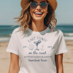 Laatste toast op de kust strand vrijgezellenfeest t-shirt<br><div class="desc">Vier in stijl met het Last Toast On The Coast Beach Bachelorette Party T-shirt. Dit leuke en stijlvolle t-shirt heeft een levendig design, ideaal voor strandvrijgezellenfeesten. Gemaakt van zachte, ademende stof, zorgt het voor comfort tijdens al uw festiviteiten. De speelse slogan en de aan het strand gethematiseerde graphics maken het...</div>