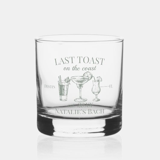 Laatste toast op de kust strand vrijgezellenfeest whisky glas (Voorkant)