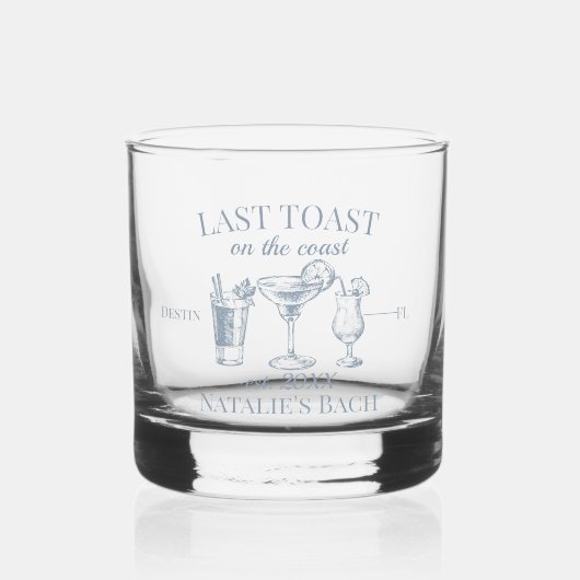 Laatste toast op de kust strand vrijgezellenfeest whisky glas (Voorkant)