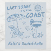 Laatste toast op de kust strand vrijgezellenfeest wijn etiket (Enkel label)