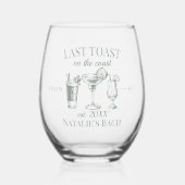 Laatste toast op de kust strand vrijgezellenfeest wijnglas zonder voet (Voorkant)