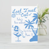 Laatste toast op de kust vrijgezellen uitnodiging  (Staand voorkant)