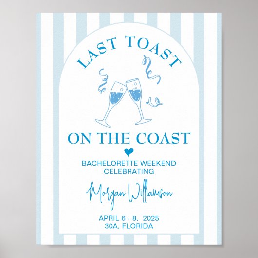 Laatste toast op de kust vrijgezellenbord, welkom poster (Voorkant)