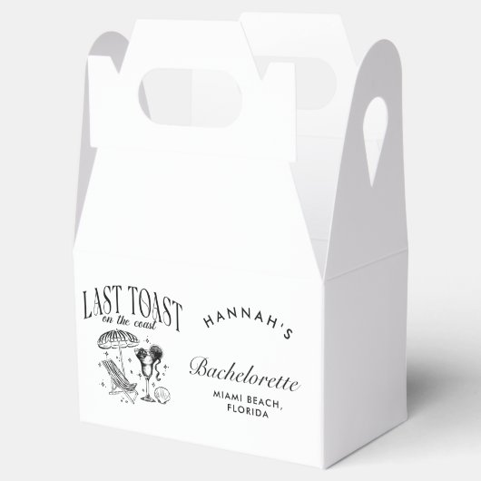 Laatste toast op de kust vrijgezellenfeest bedankdoosjes (Geopend)