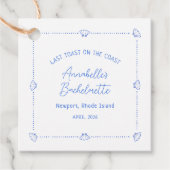 Laatste toast op de kust vrijgezellenfeest blauw bedankjes labels (Voorkant)
