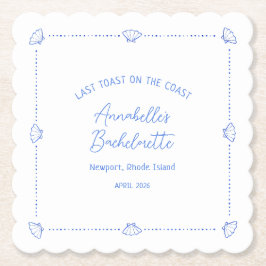 Laatste toast op de kust vrijgezellenfeest blauw kartonnen onderzetters