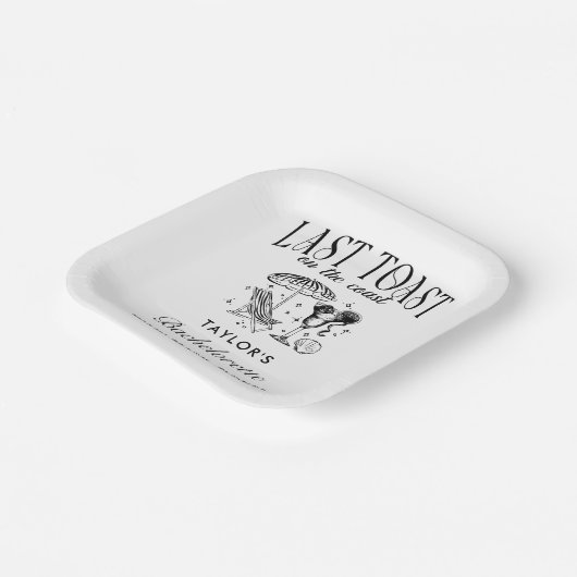 Laatste toast op de kust vrijgezellenfeest papieren bordje (Gebogen)