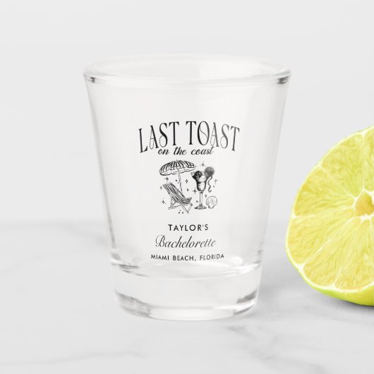 Laatste toast op de kust vrijgezellenfeest shot glas (Voorkant)