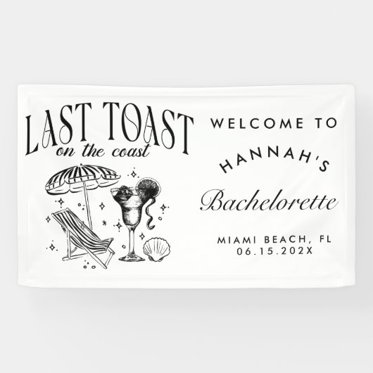 Laatste toast op de kust vrijgezellenfeest spandoek (Horizontaal)