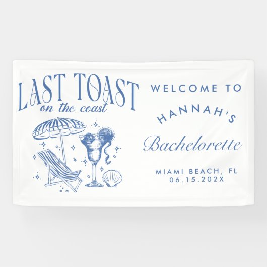 Laatste toast op de kust vrijgezellenfeest  spandoek (Horizontaal)