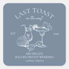 Laatste toast op de kust vrijgezellenfeest vierkante sticker