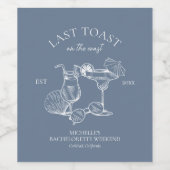 Laatste toast op de kust vrijgezellenfeestje wijn etiket (Enkel label)