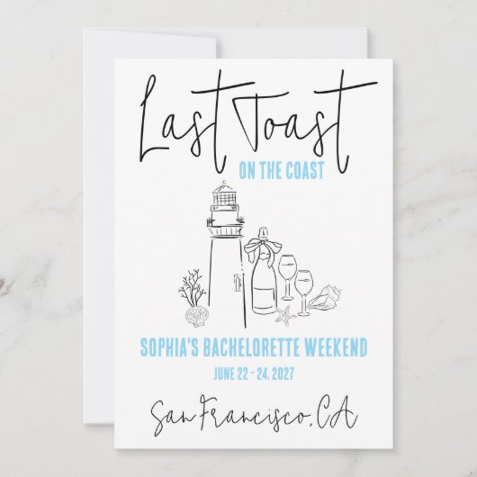 Laatste toast op de kust weekend vrijgezellenfeest kaart (Voorkant)