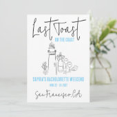 Laatste toast op de kust weekend vrijgezellenfeest kaart (Staand voorkant)