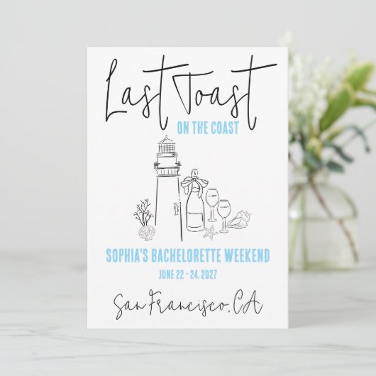 Laatste toast op de kust weekend vrijgezellenfeest kaart (Staand voorkant)