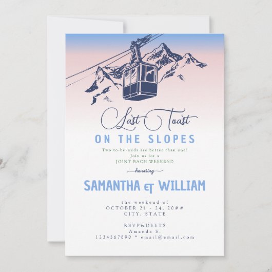 Laatste toast op de pistes ski joint Bach weekend Kaart (Voorkant)