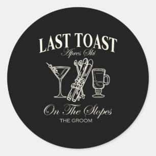 Laatste toast op de pistes vrijgezellen ski bruids ronde sticker