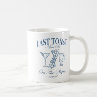 Laatste toast op de pistes vrijgezellen skiën brui koffiemok