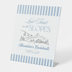 Laatste toast op de pistes vrijgezellenfeest reclamebord met voetstuk