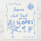 Laatste toast op de pistes vrijgezellenfeest wijn etiket (Enkel label)