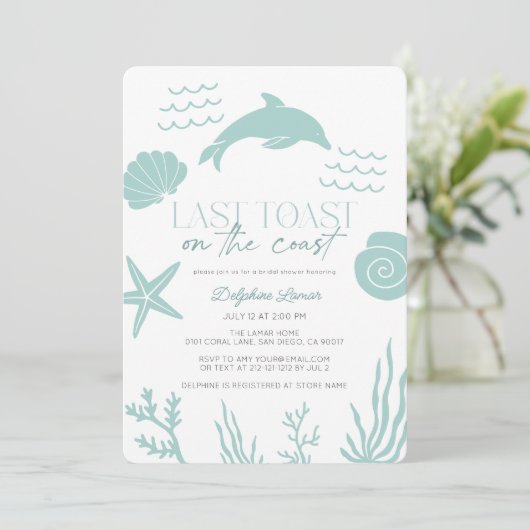 Laatste toast op het Coast Dolphin Zee Vrijgezelle Kaart (Staand voorkant)