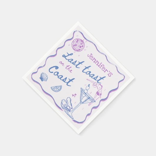 Laatste toast op het kuststrand vrijgezellenfeest servet (Hoek)