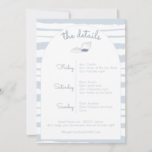 Laatste toast op het strand Bachelorette-weekend a Kaart (Achterkant)
