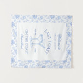 Laatste toast op het strand blauw bloemmotief wandkleed (Voorkant (horizontaal))