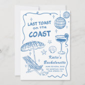 Laatste toast op het strand blauwe vrijgezelle kaart (Voorkant)