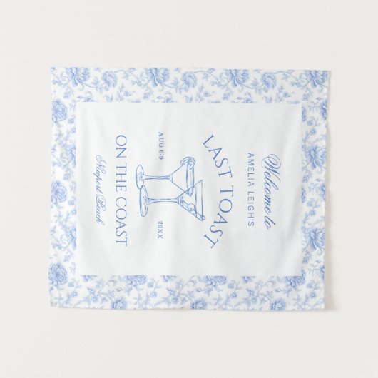 Laatste toast op het strand bloemenblauw wandkleed (Voorkant (horizontaal))