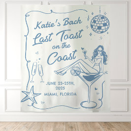 Laatste toast op het strand bruidsmeisjesfeest wandkleed