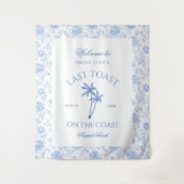 Laatste toast op het strand Palm Blue Floral Wandkleed (Voorkant)