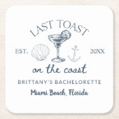 Laatste toast op het strand vrijgezellenfeest voor kartonnen onderzetters (Voorkant)