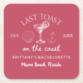 Laatste toast op het strand vrijgezellenfeest voor kartonnen onderzetters (Voorkant)