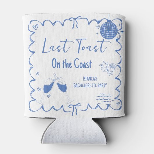 Laatste toast op het vrijgezellenweekendfeest aan  blikjeskoeler (Achterkant)