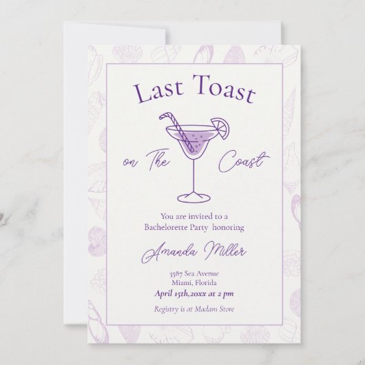 Laatste Toast op The Coast Bachelorette Feest Kaart (Voorkant)