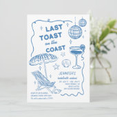 LAATSTE TOAST RETRO DOODLE BACHELORETTE WEEKEND KAART (Staand voorkant)
