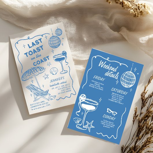 LAATSTE TOAST RETRO DOODLE BACHELORETTE WEEKEND KAART