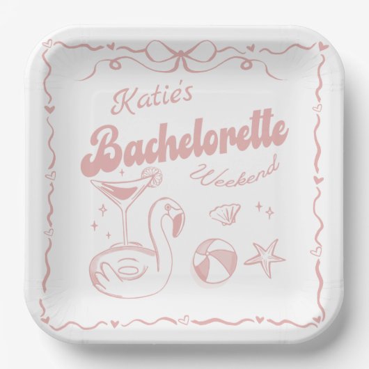 Laatste Toast Roze Bachelorette Party Papieren Bor Papieren Bordje (Voorkant)