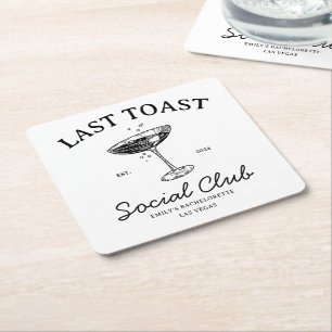 Laatste toast Social Club vrijgezellenfeest Merch Kartonnen Onderzetters