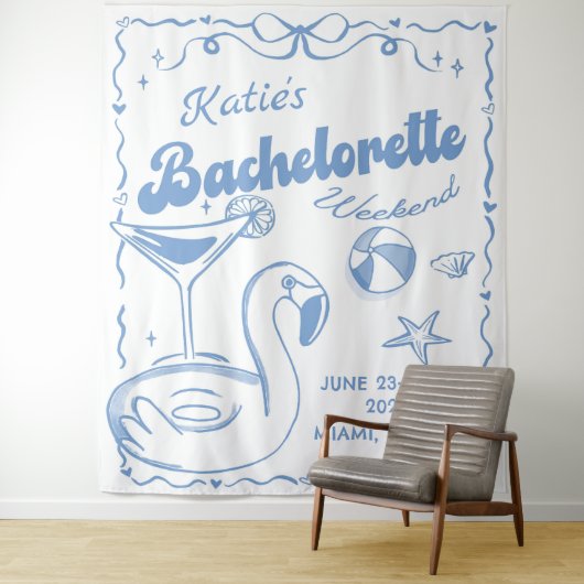 Laatste toast strand bachelorette weekend wandtapi wandkleed (In situ)