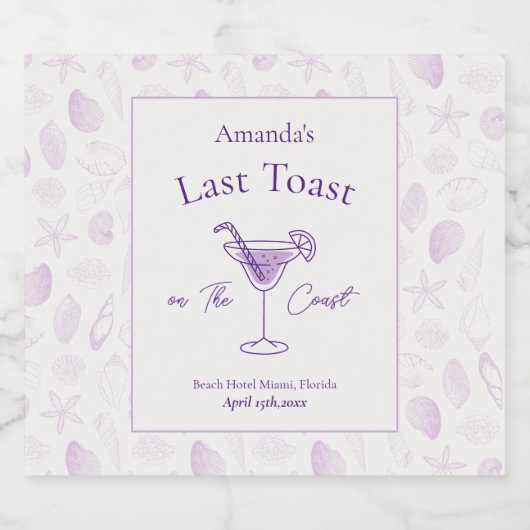 Laatste toost op de Coast Bachelorette Party Sparkling Wijnetiket (Enkel label)