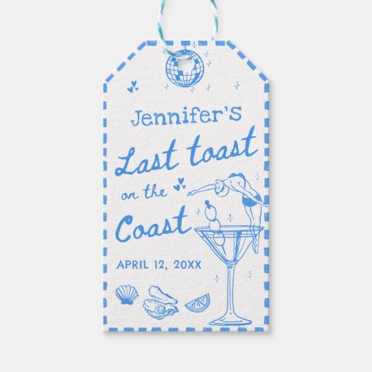 Laatste toost op het Coast Bachelorette Party Cadeaulabel (Voorkant)