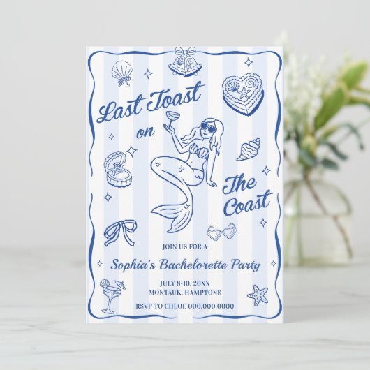 Laatste toost op het Coast Bachelorette Party Kaart (Staand voorkant)