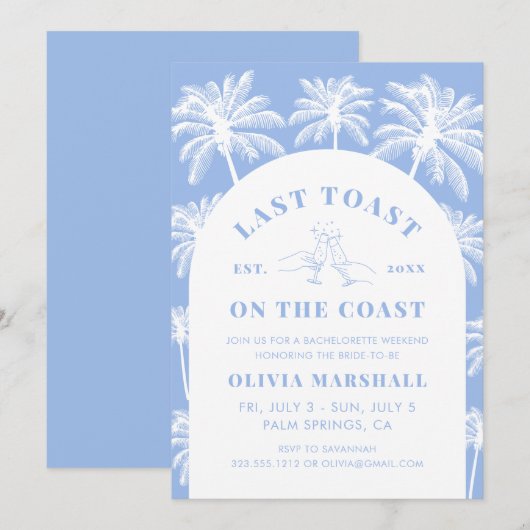 Laatste toost op het Coast Bachelorette Party Kaart (Voorkant / Achterkant)