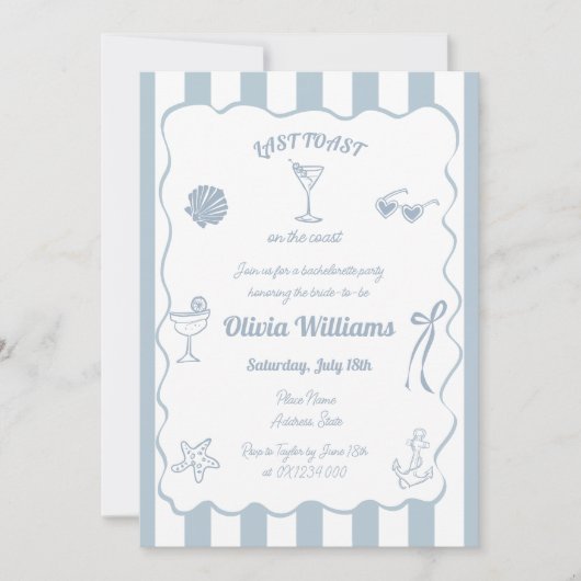 Laatste toost op het Coast Bachelorette Party Kaart (Voorkant)