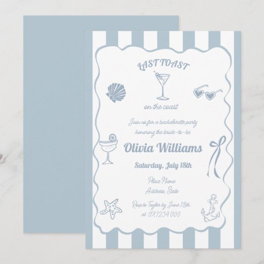Laatste toost op het Coast Bachelorette Party Kaart (Voorkant / Achterkant)