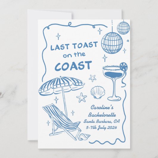 Laatste toost op het Coast Bachelorette Party Kaart (Voorkant)