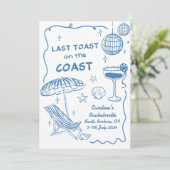 Laatste toost op het Coast Bachelorette Party Kaart (Staand voorkant)